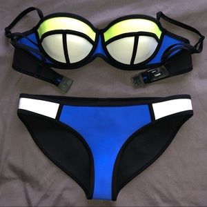 TRIANGL Neon Blue Yellow Neoprene Bikini
